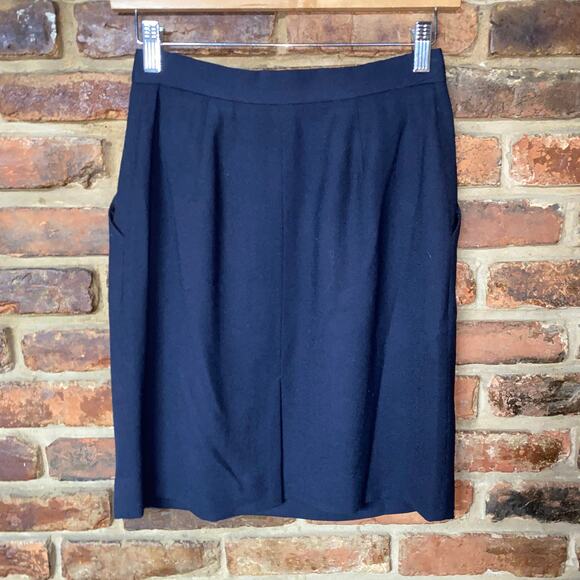 JH Collectibles Vintage Wool Navy Blue Pencil Straight Skirt Women's Size 6P - Picture 4 of 5